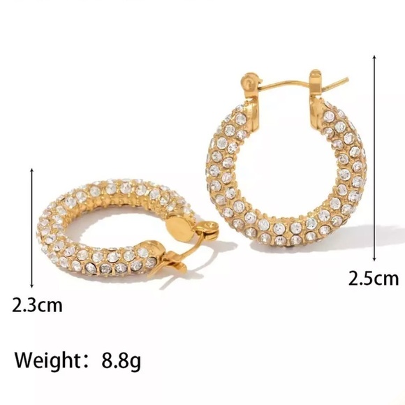 18K Gold Plated Cubic Zirconia Sparkling Hoop Earrings - Picture 4 of 8